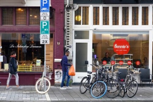 Amsterdam combines bicycle parking with loading and unloading areas