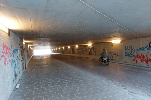 Trial to improve cycling experience in tunnels in Amsterdam North